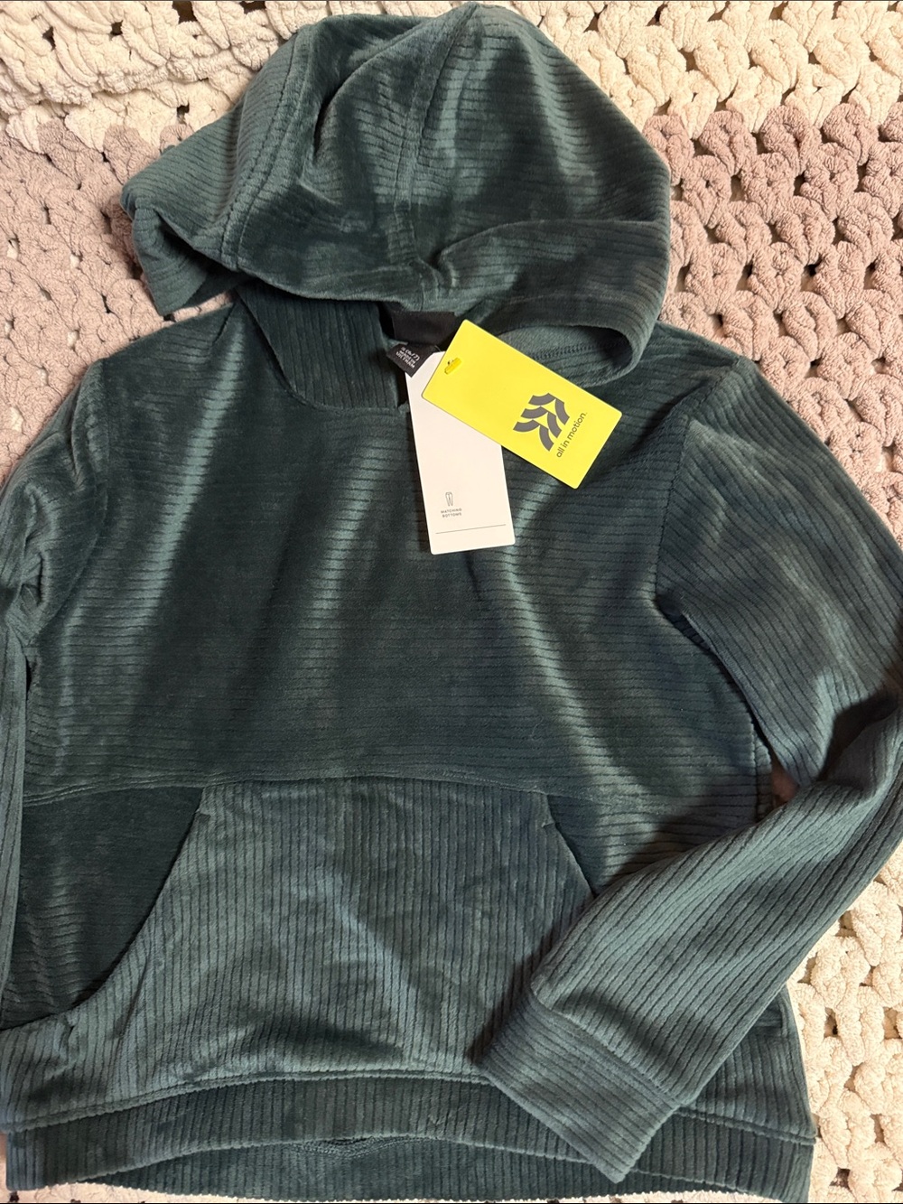all in motion Dark Teal Ribbed Hoodie Sweatshirt
